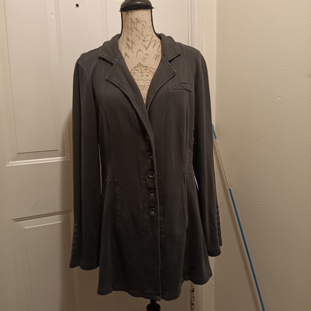 Soft Surroundings Gray Blazer Tailored Suit Jacket